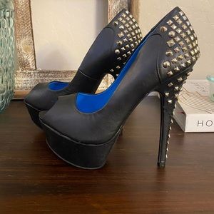 Black studded high heels